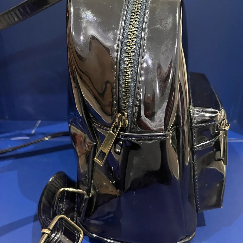 Call It Spring Shiny Dark Purple Navy Backpack - Picture 12 of 15